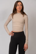 Long-sleeve blouse with high neck