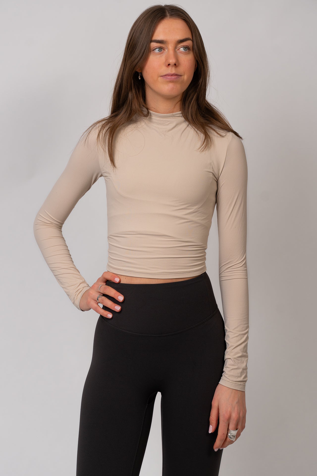 Long-sleeve blouse with high neck