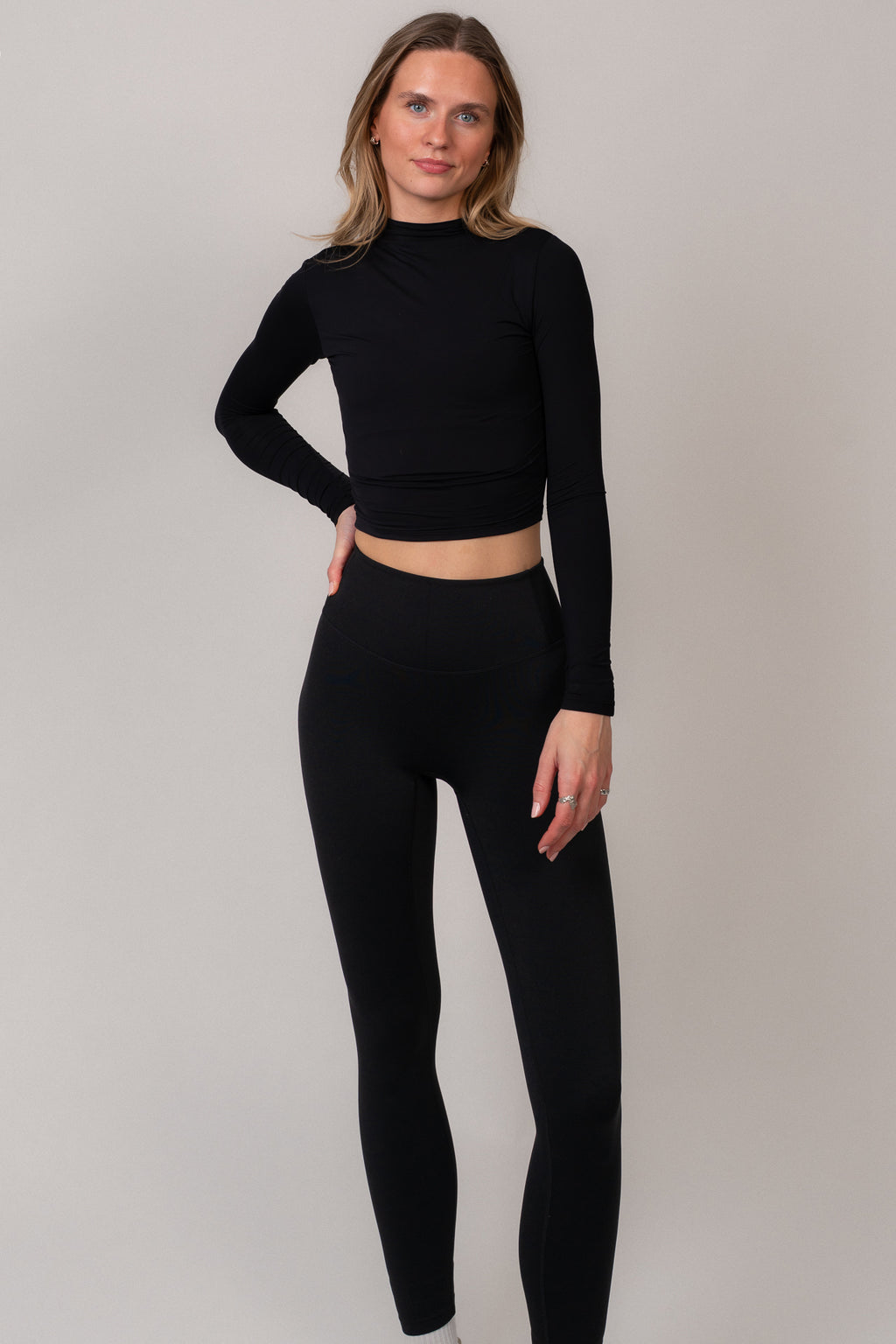 Long-sleeve blouse with high neck