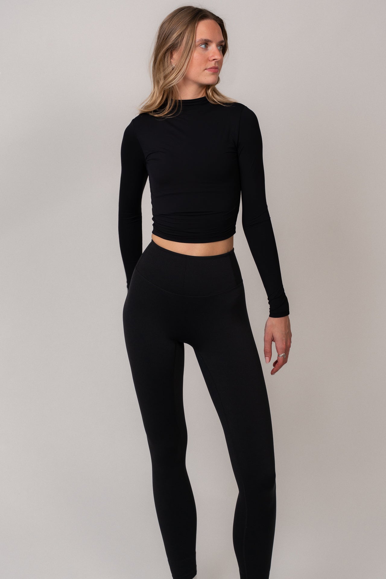 Long-sleeve blouse with high neck