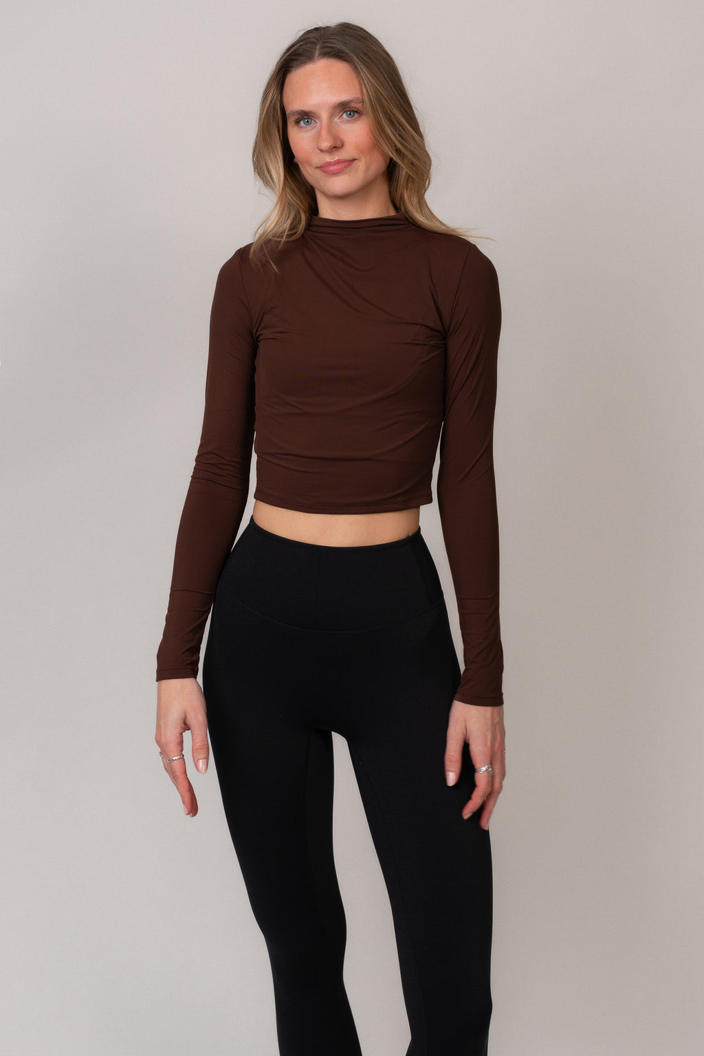 Long-sleeve blouse with high neck