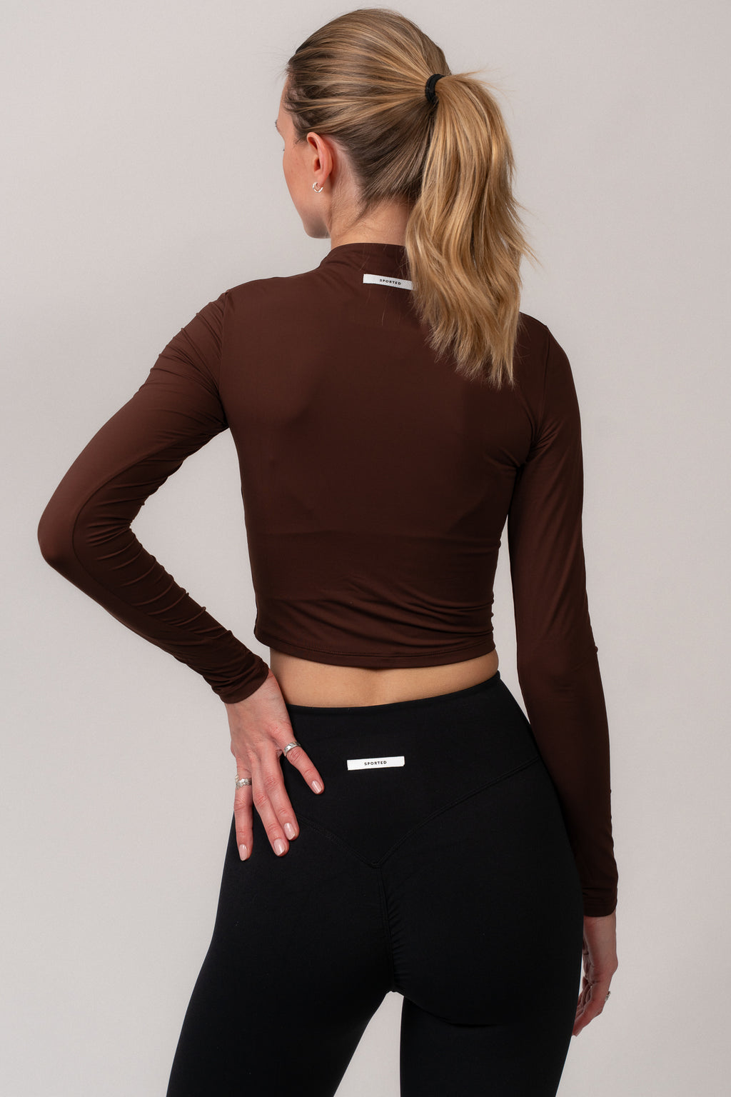 Long-sleeve blouse with high neck