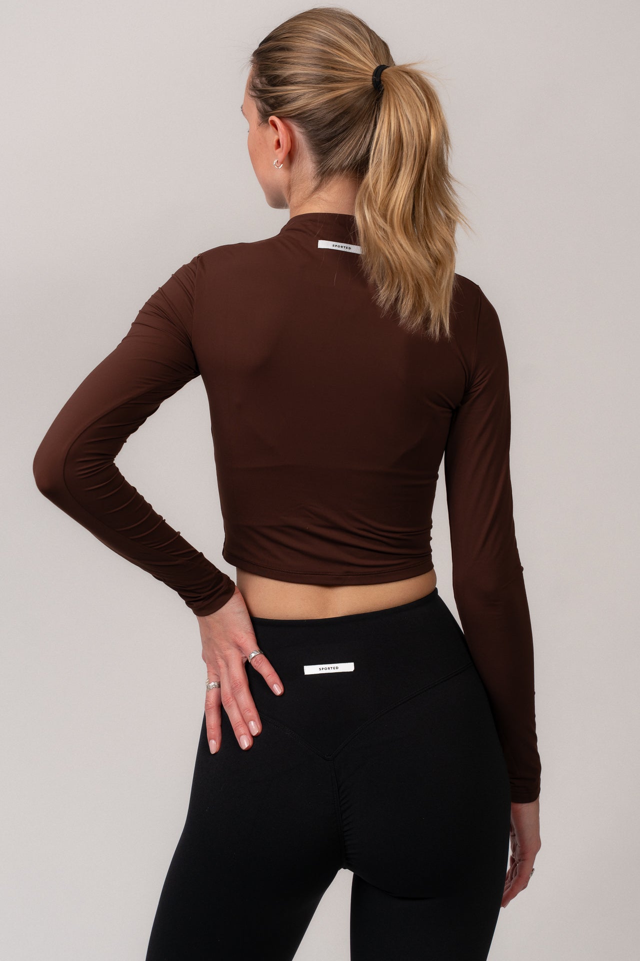 Long-sleeve blouse with high neck