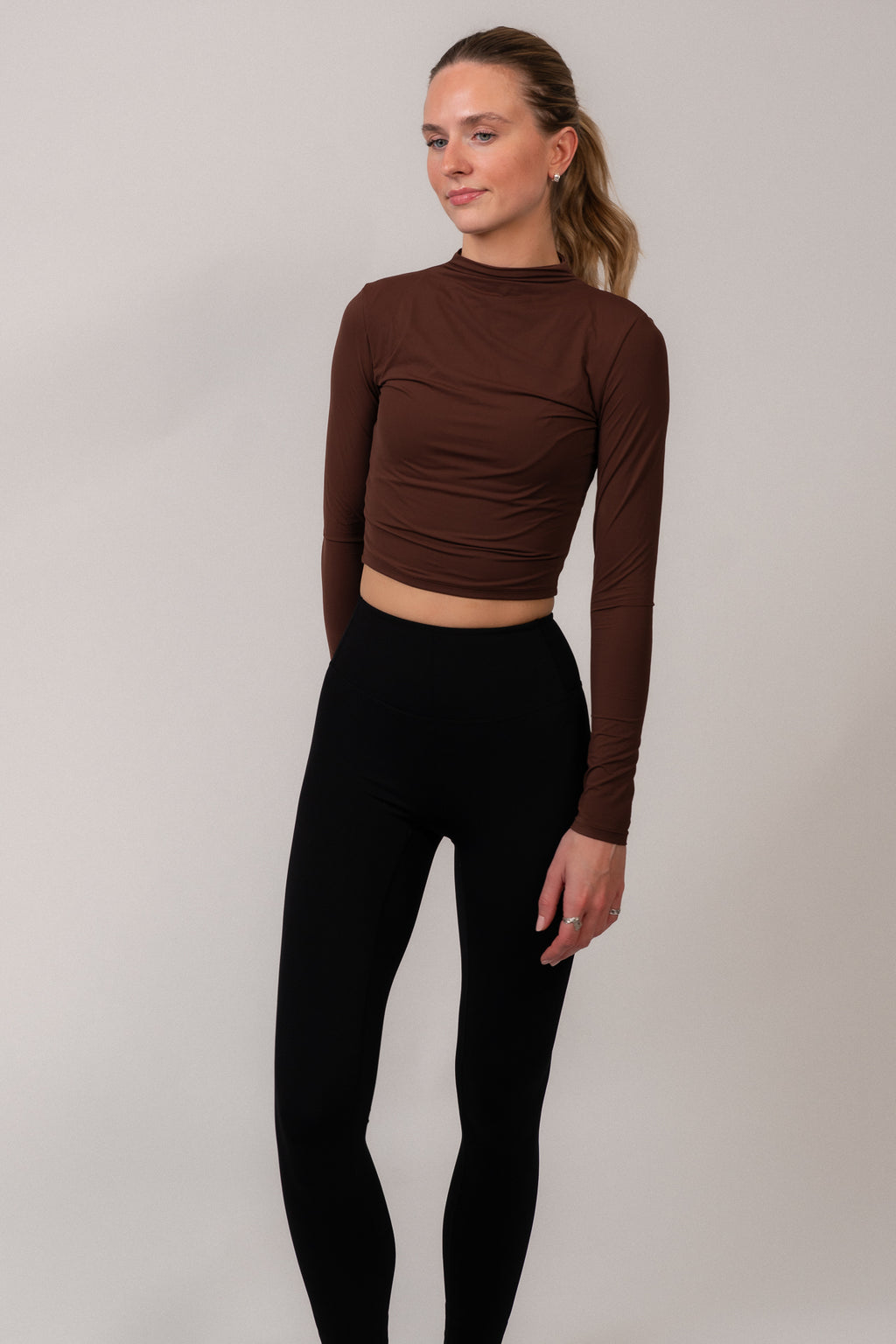 Long-sleeve blouse with high neck